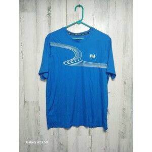 Unde Armour Heatgear Run Men's Short Sleeve T-Shirt Size Large Fitted Blue